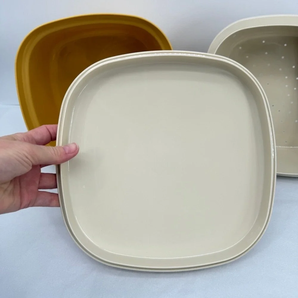 VTG Tupperware Multi-Server 888 Vegetable Steamer Harvest‎ Yellow 3pc Set